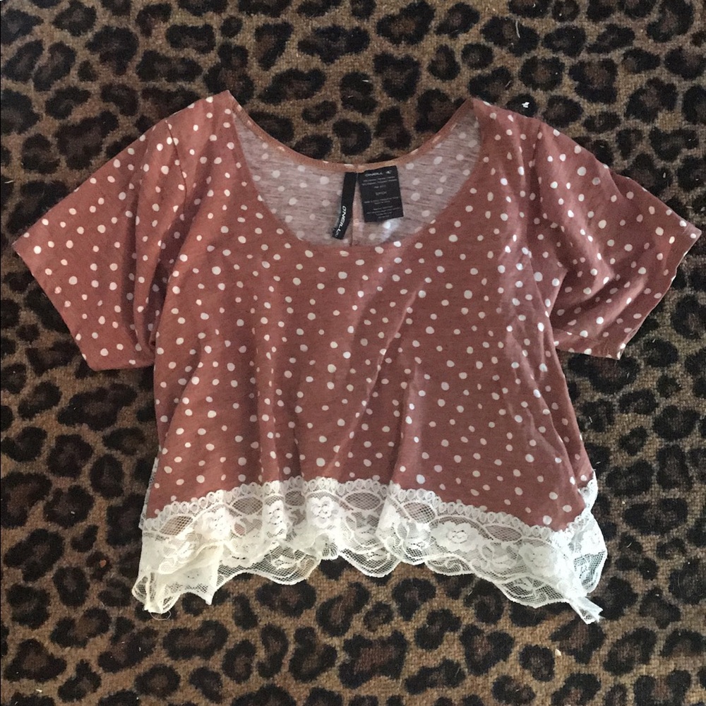 O'Neill Pac Sun lace polka dot crop top. NWOT