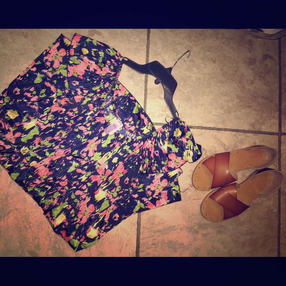 Off the shoulder cute flower mini dress