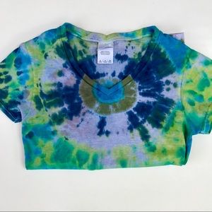 Ooak hand dyed 100% cotton tie dye v neck shirt