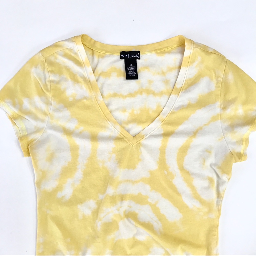 Yellow V neck tie dyed shirt