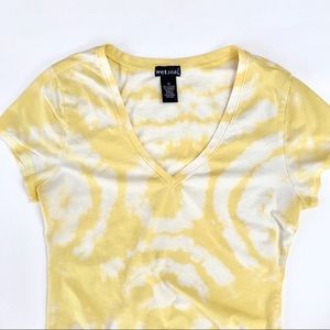 Yellow V neck tie dyed shirt