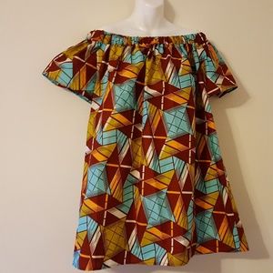African fabric off-the-shoulder dress