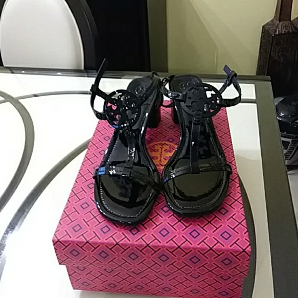 Tory Burch Miller Black Patent Sandals