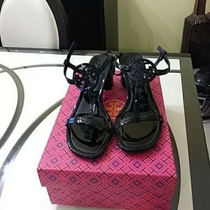 Tory Burch Miller Black Patent Sandals