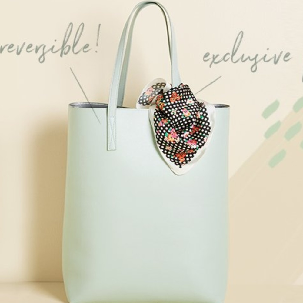 Modcloth Mint Tote and Floral Dot Scarf