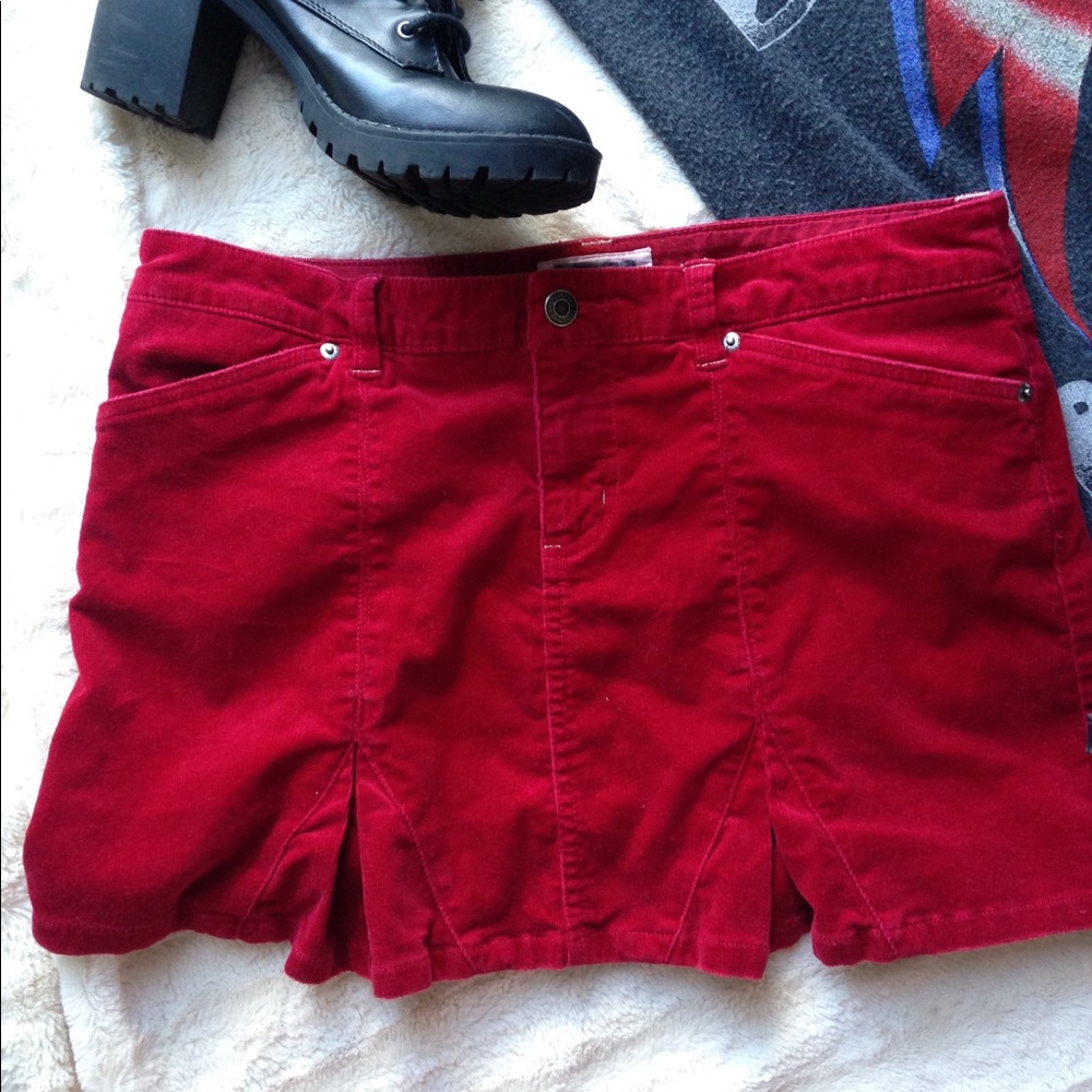 SOLD American Eagle Red Corduroy Miniskirt