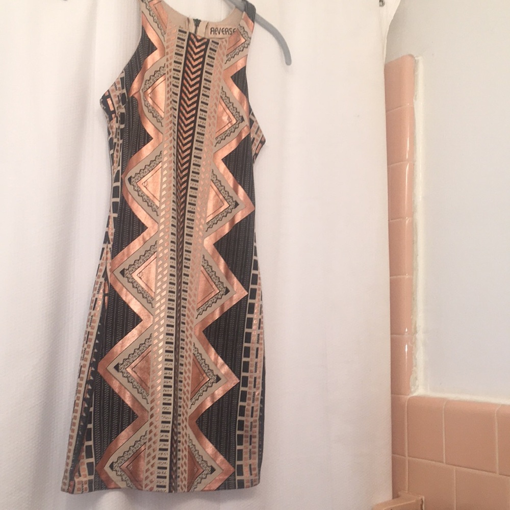 REVERSE brand printed body con dress