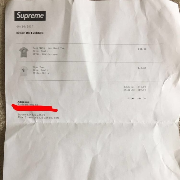 🔴🔴SOLD🔴🔴NWT Supreme FW17 kiss tee - Picture 6 of 6