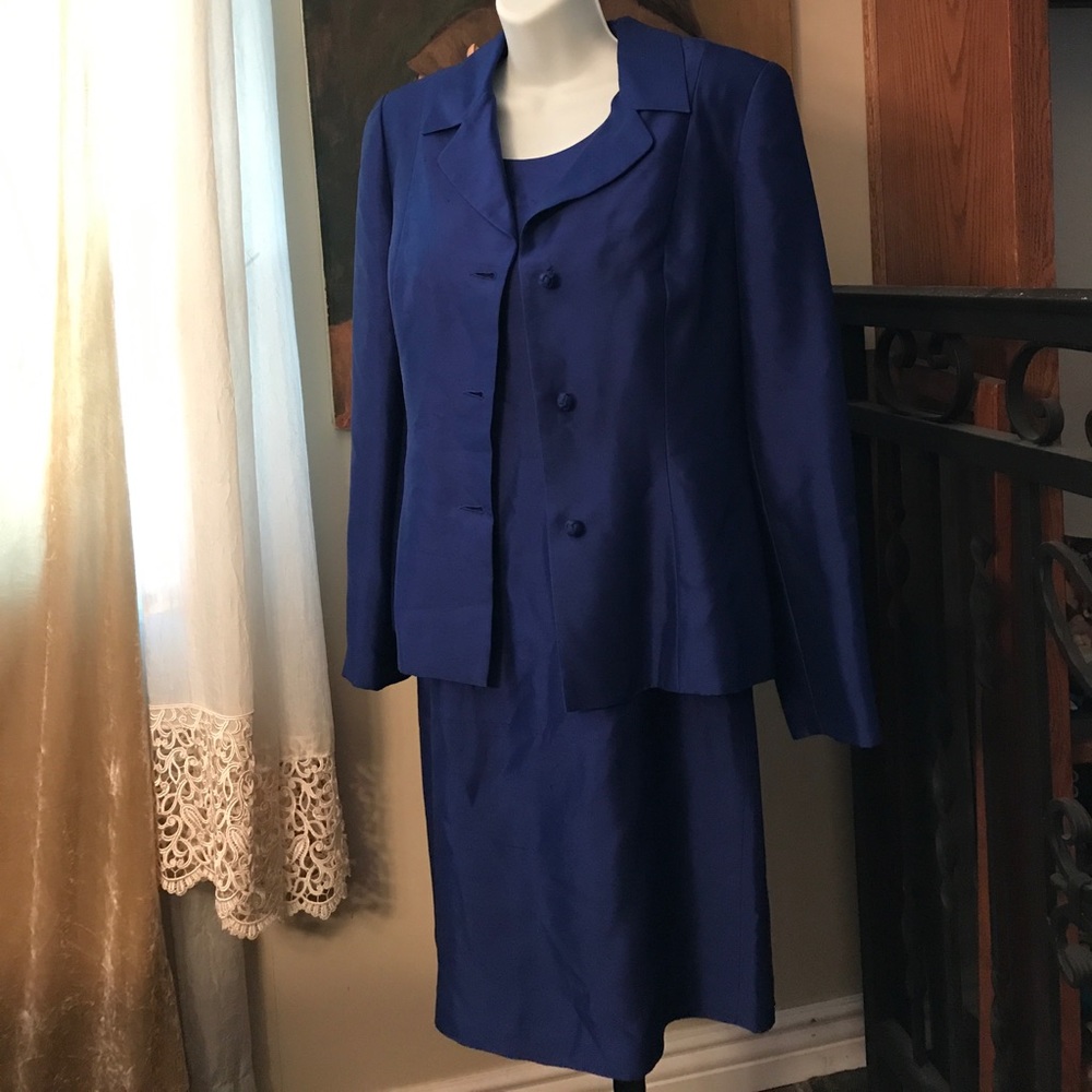 Talbots silk dress & jacket royal blue sz6