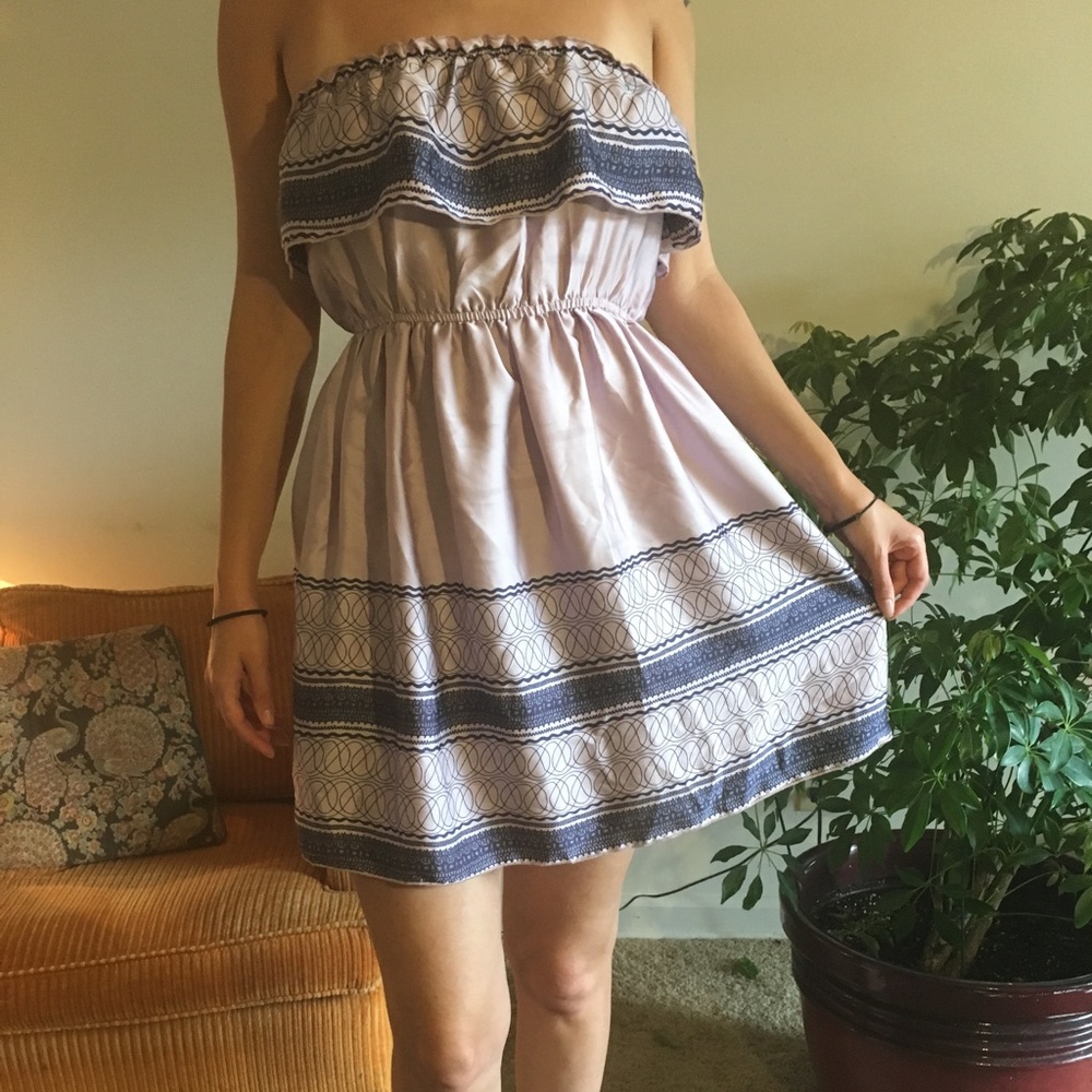 SOLD Lilac Satin Strapless Cocktail Dress