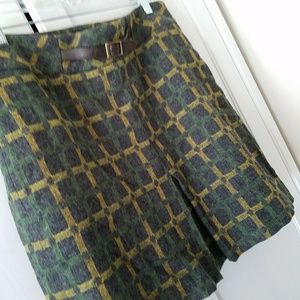 LOFT belted plaid patterned skirt