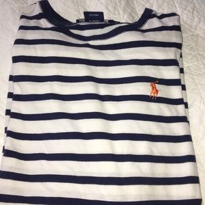 Navy and white polo shirt