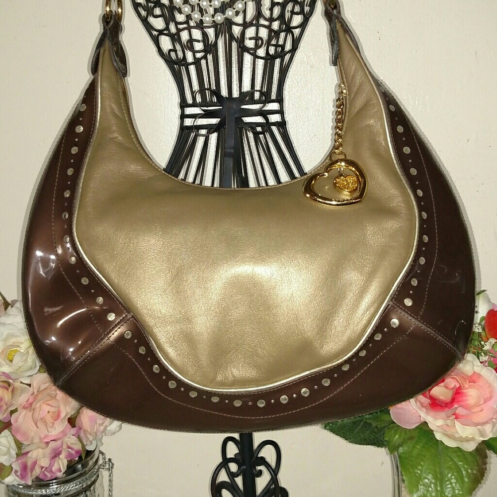 Lovcat Paris bronze metallic leather hobo handbag