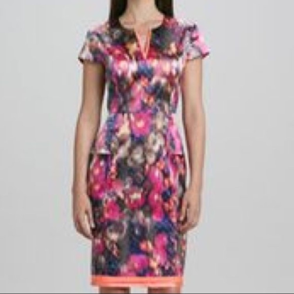 Tahari Watercolor Sheath Dress