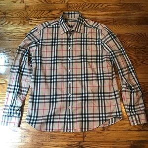 Men's plaid Burberry Brit collared shirt XL