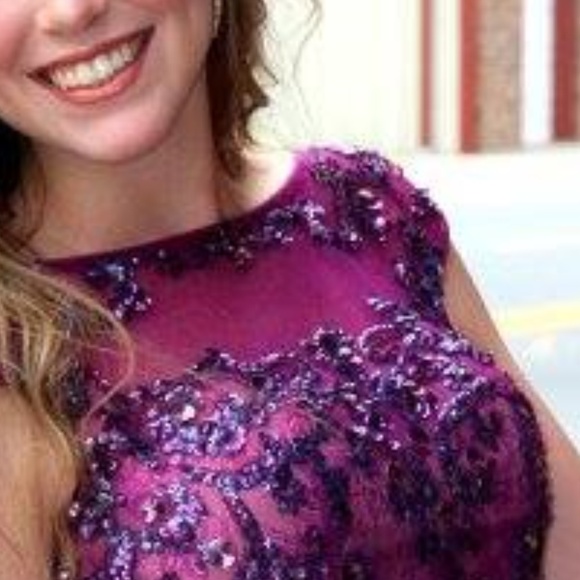 HOMECOMING Sherri Hill Purple Mini Dress Size 00 - Picture 7 of 8