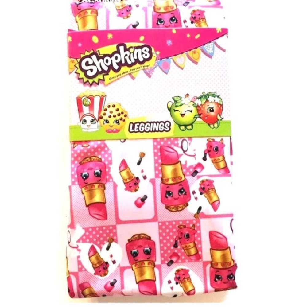 Shopkins Lipstick Lippy Pink Leggings Girls Size 8