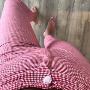 Red + White Gingham Checkered Pants