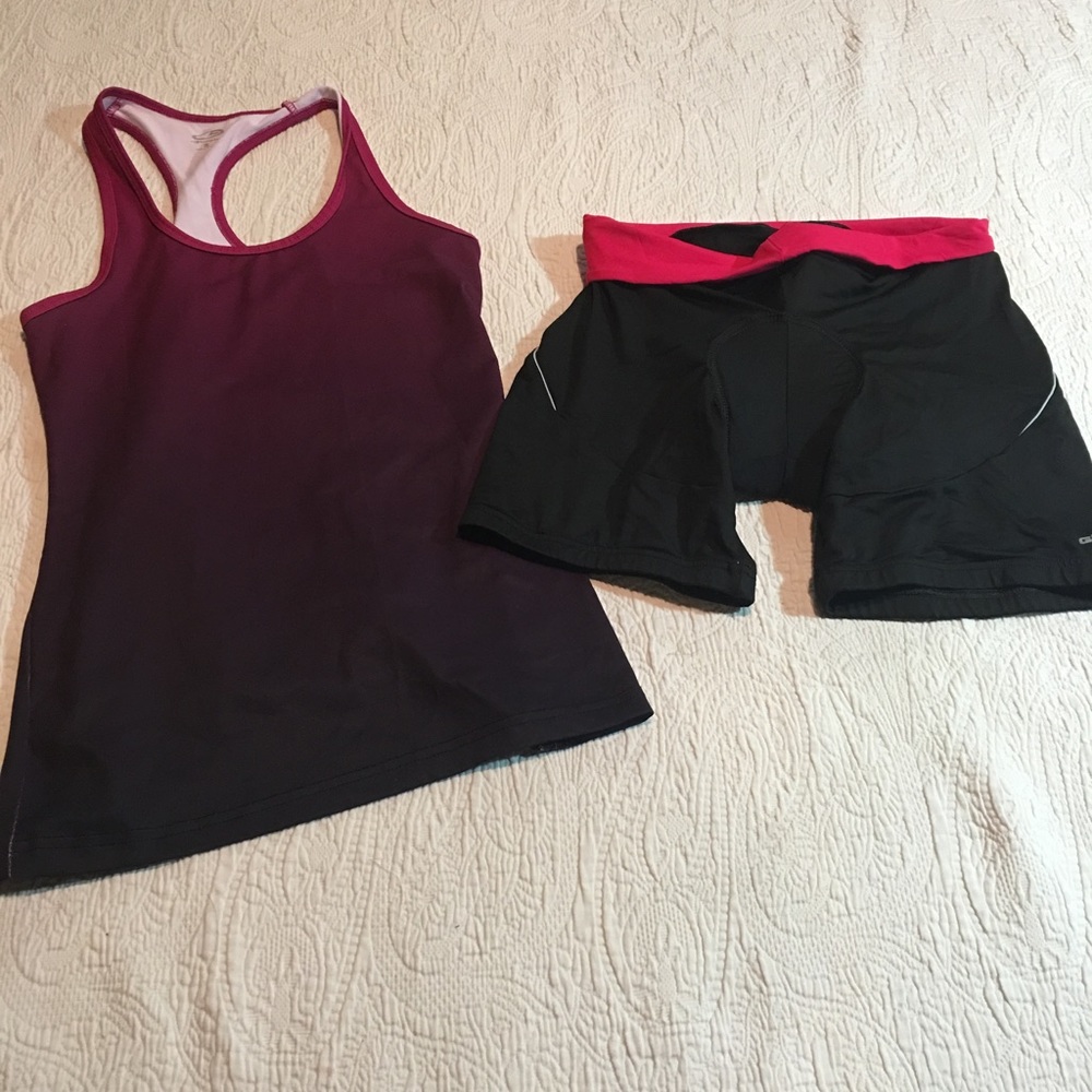 Exercise top and spin/cycle shorts