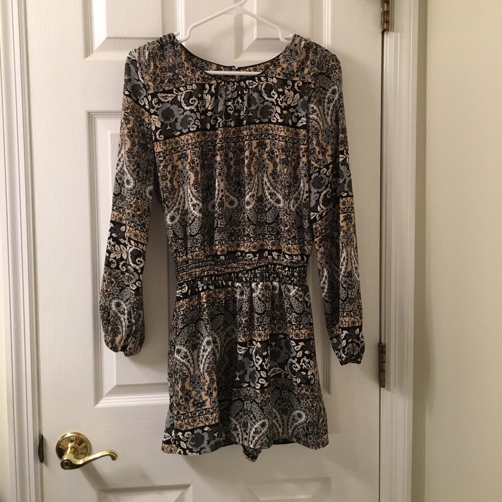 Long Sleeve Patterned Romper