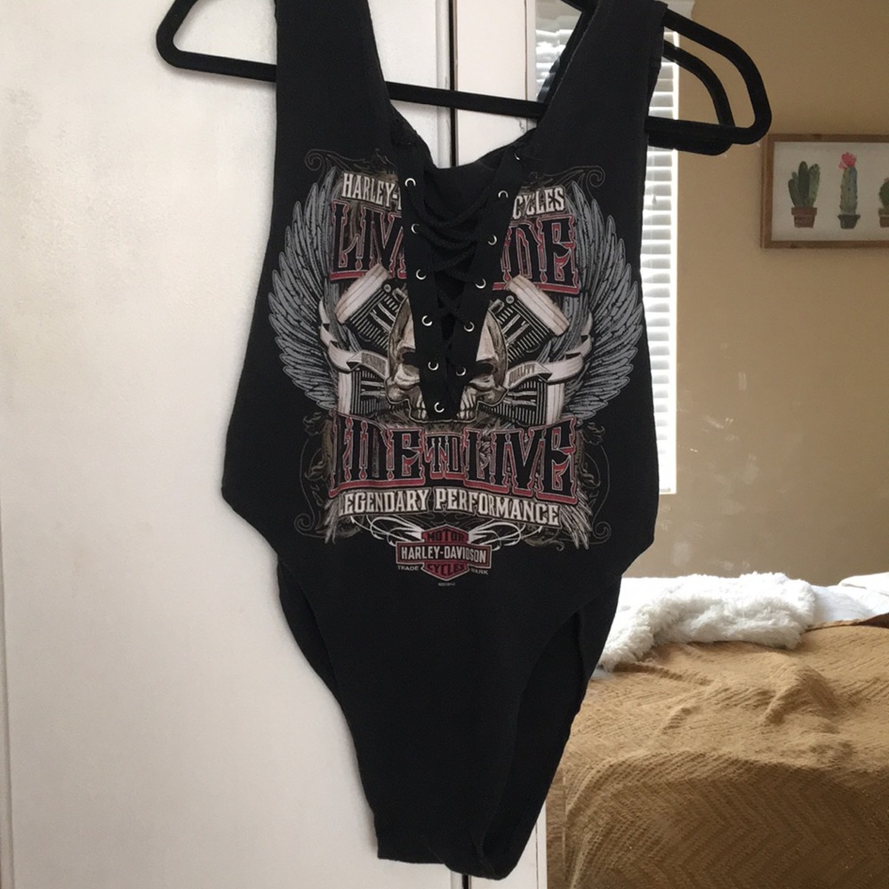 Harley Davidson lace up bodysuit
