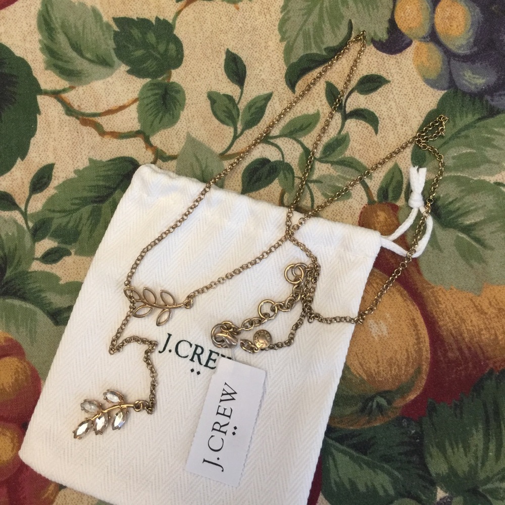 JCrew leaf Y chain necklace NEW