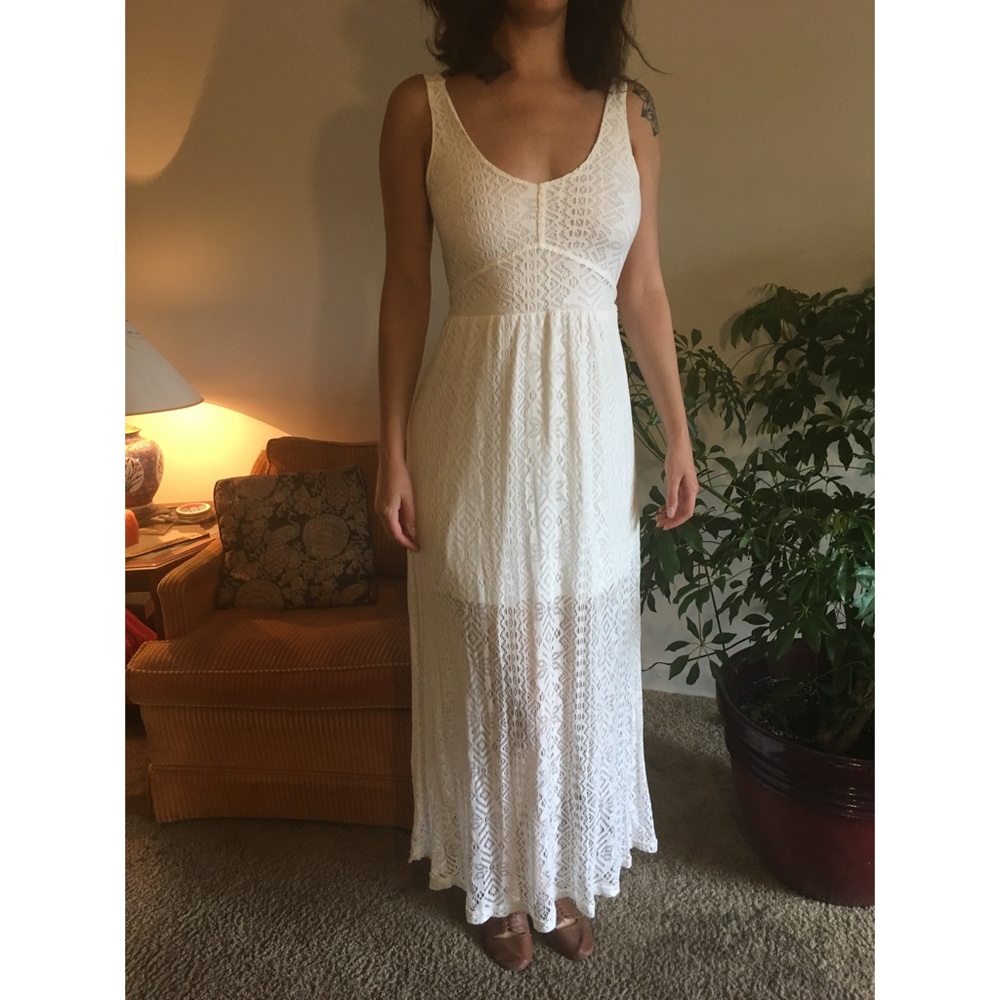 SOLD White Crochet Backless Maxi Dress SOLD
