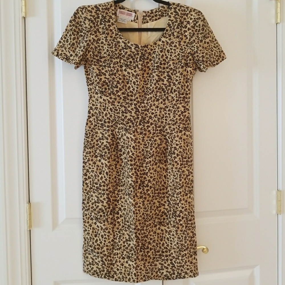 VINTAGE SILK MAGGY LONDON LEOPARD PRINT DRESS