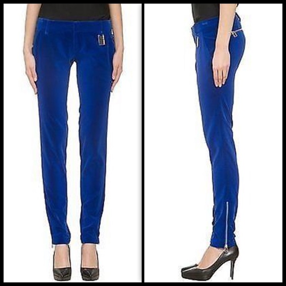 THOMAS WYLDE 💀 Blue Velvet Skinny Trousers - Picture 2 of 4