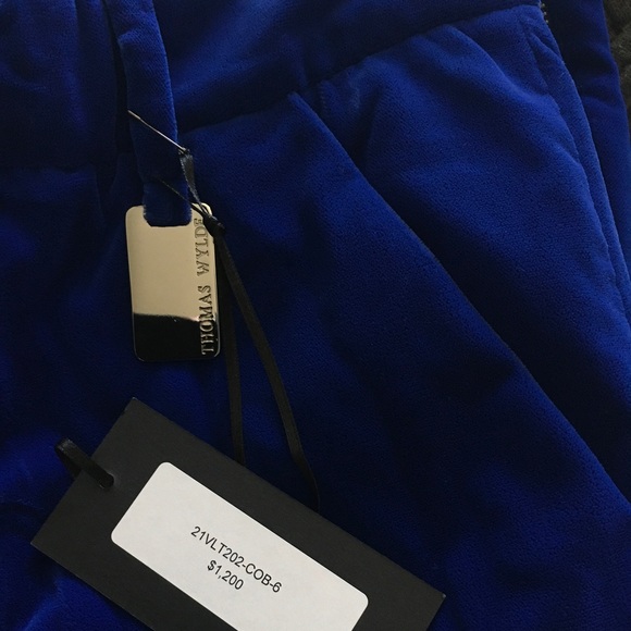 THOMAS WYLDE 💀 Blue Velvet Skinny Trousers - Picture 4 of 4