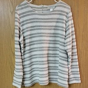 CROFT & BARROW Long Sleeve Striped Knit Sweater