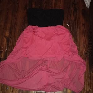 Pink and black high low dress