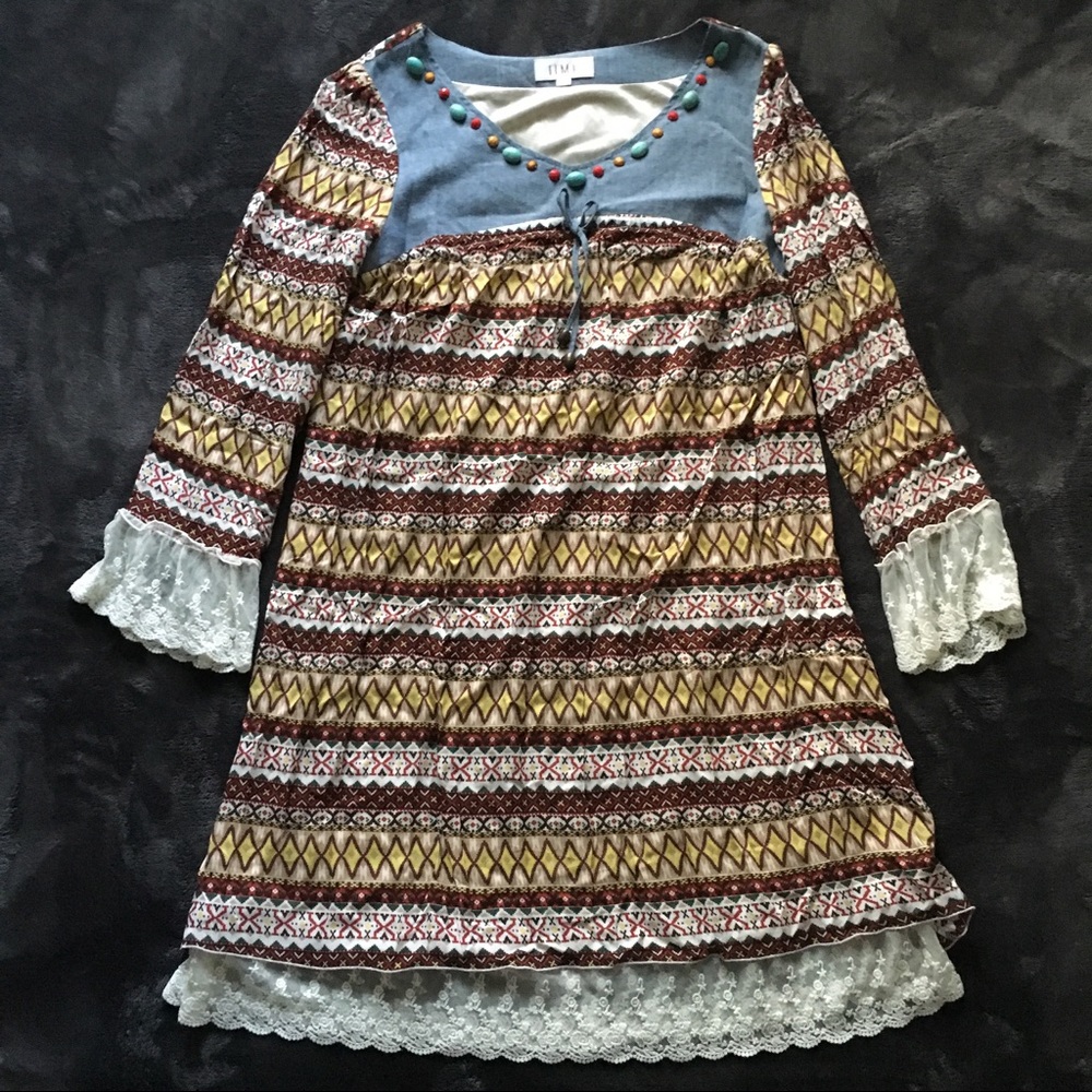 Bohemian Long-Sleeve Dress