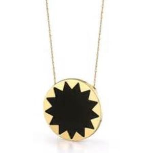 House of Harlow Sunburst pendant w/ black leather