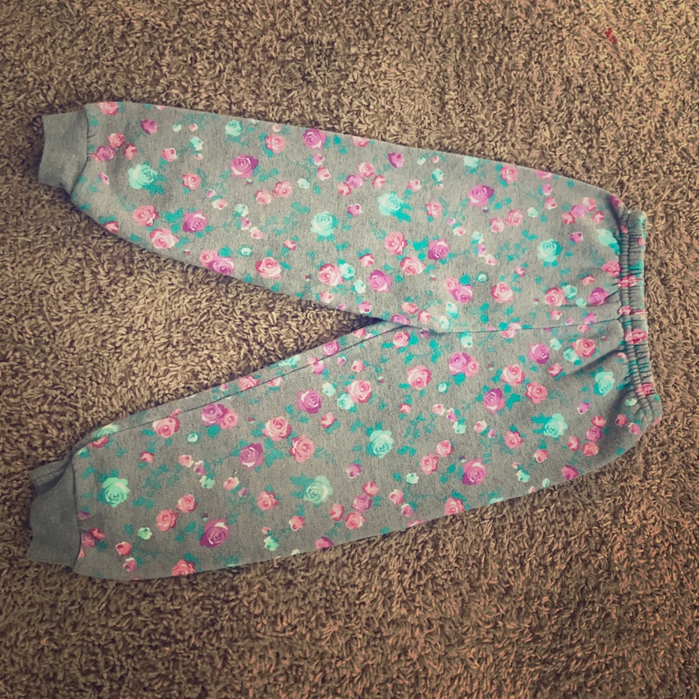 Grey Floral Sweat Pants