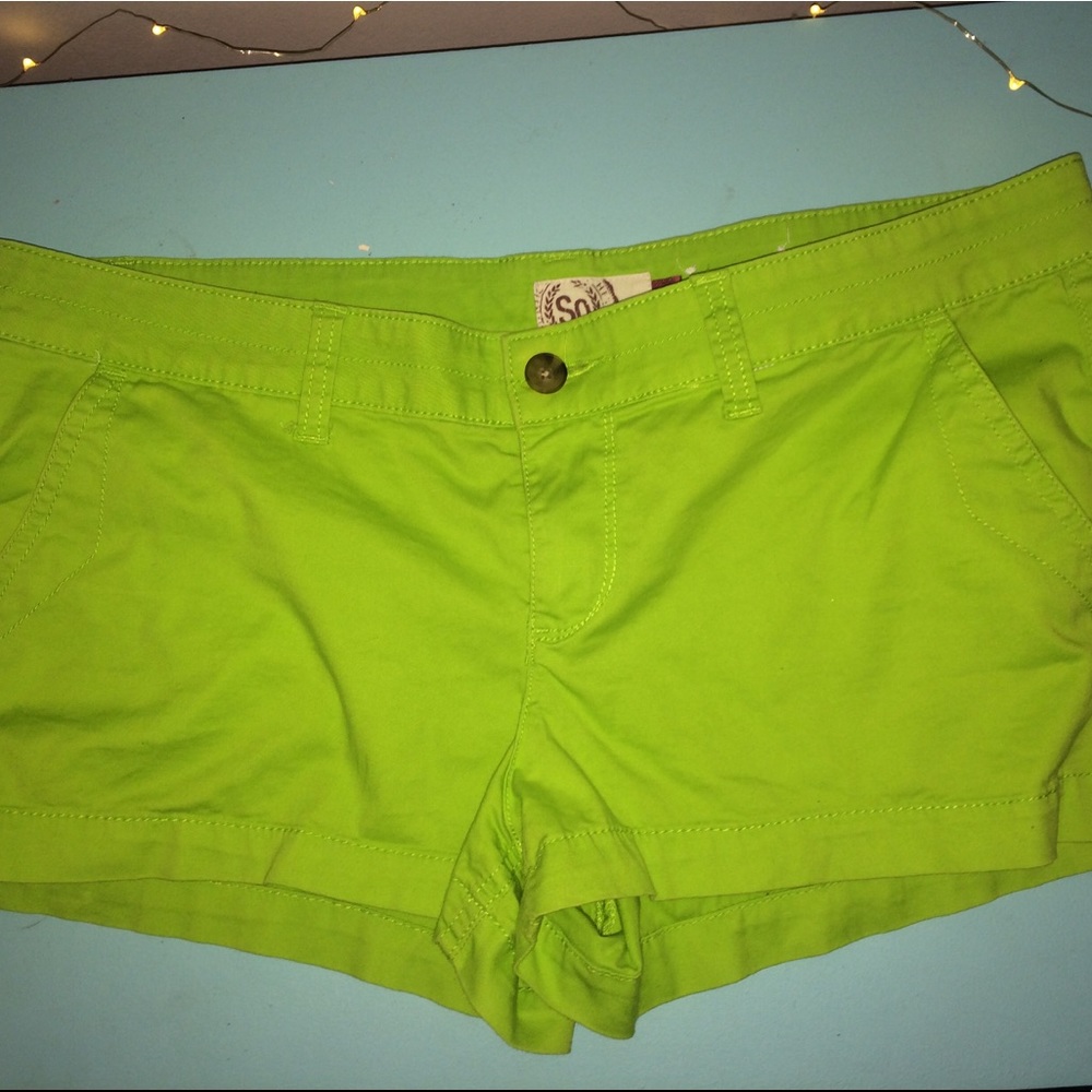 Green Denim Material Shorts