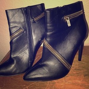Black booties w/ gold zipper