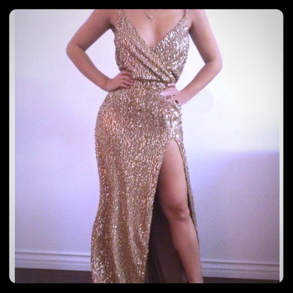 Gold sequin maxi dress