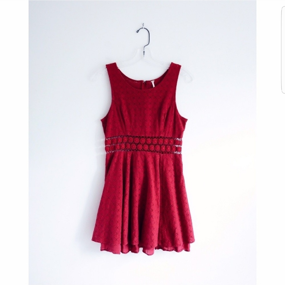 Free People Red Crochet Daisy Dress