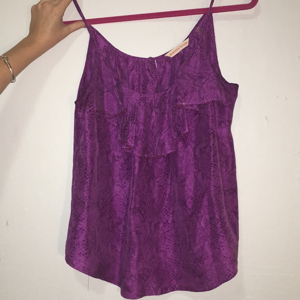 Silk Rebecca Taylor Snake Print Tank Top