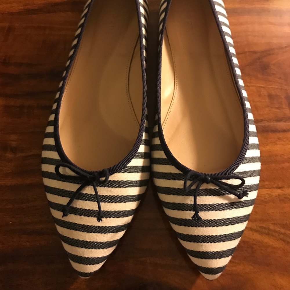J.Crew Gemma Flats Stripe Ballet Shoes Navy/Ivory