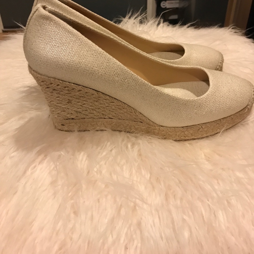 J. Crew Seville Metallic Espadrille Wedges
