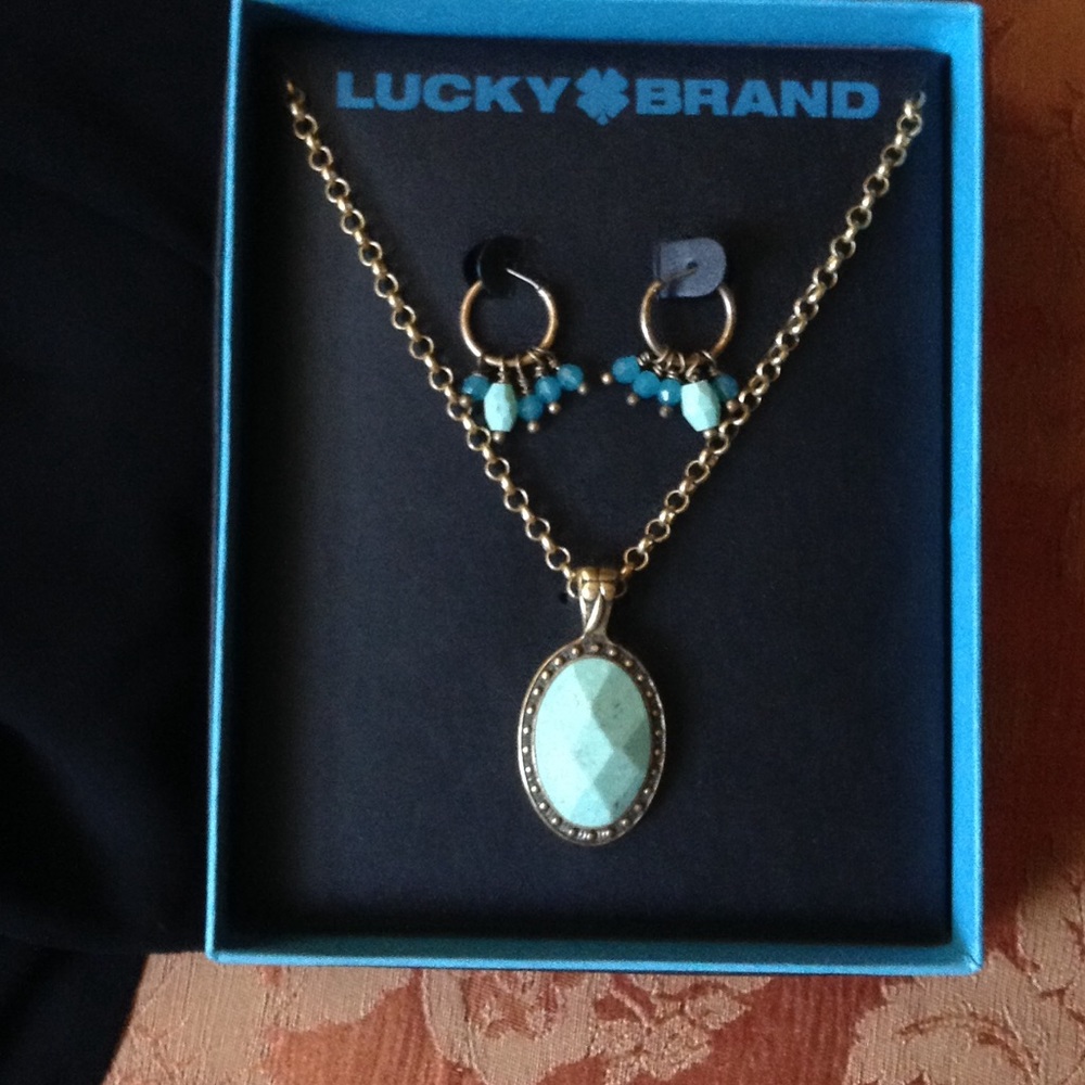 Lucky Brand turquoise pendent and earring set
