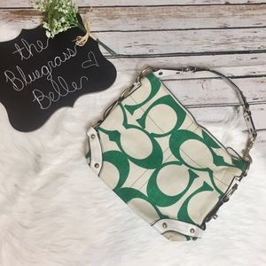 Coach Purse Green and White