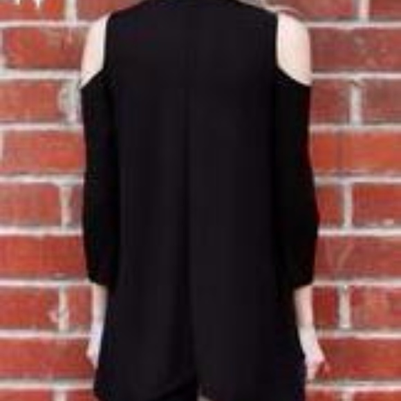 Black Cold Shoulder Shirt - Picture 2 of 4