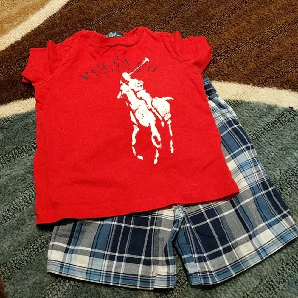 2T RL T-shirt and  24 mos Plaid shorts