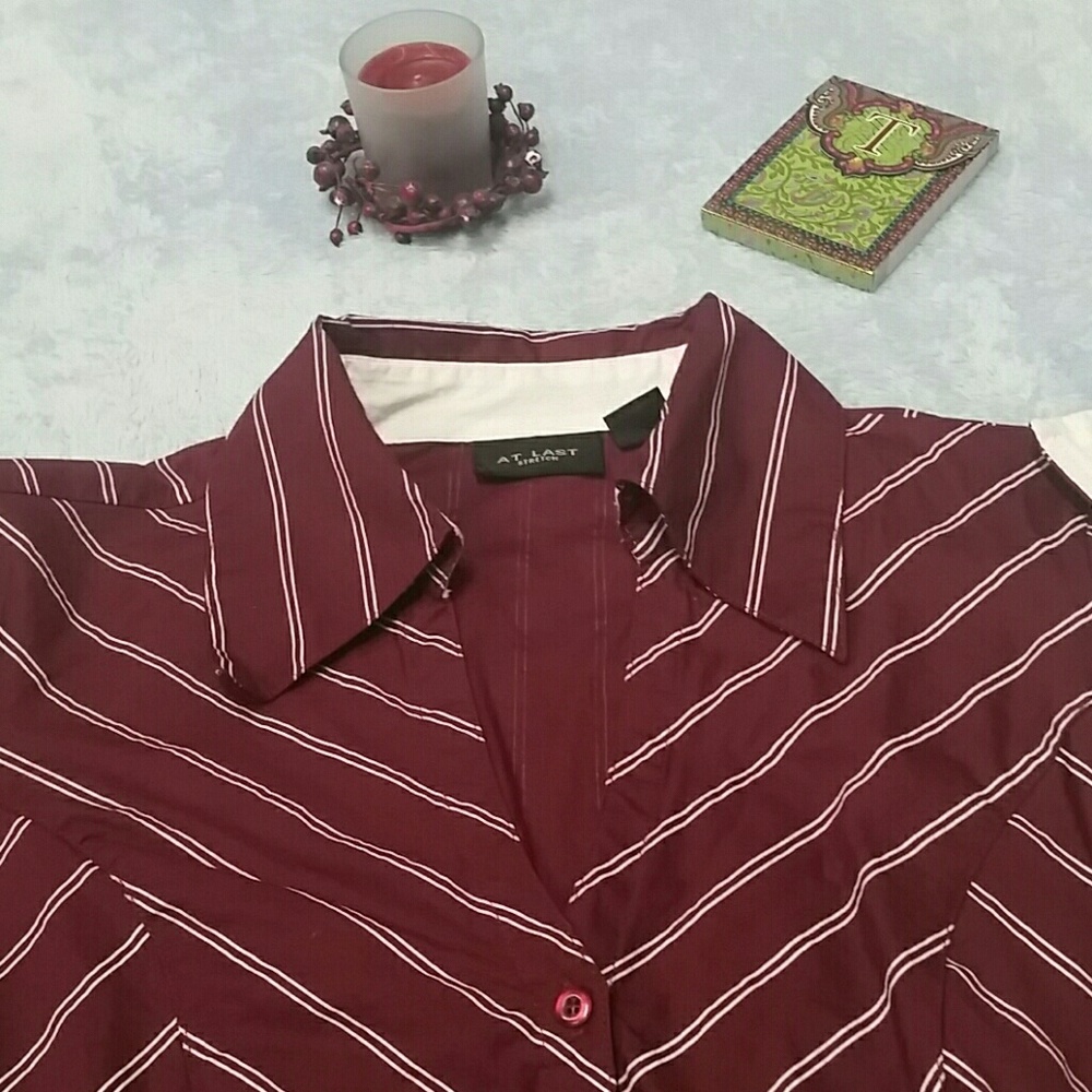 At Last burgundy long sleeve button-up size M
