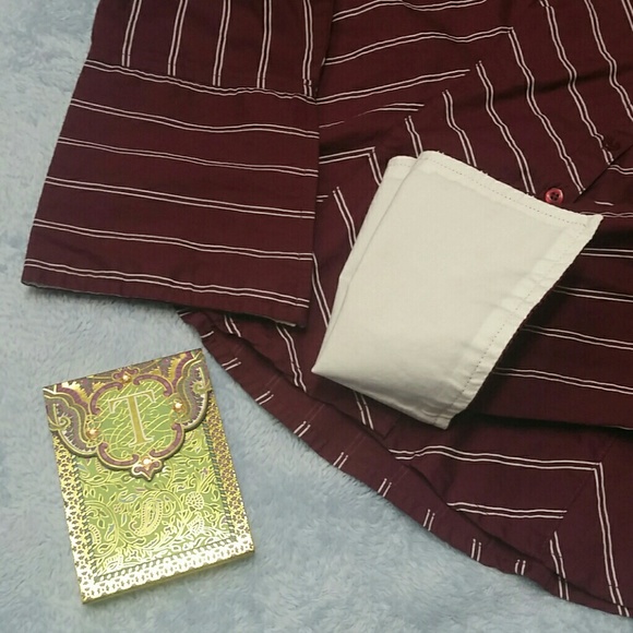 At Last burgundy long sleeve button-up size M - Picture 3 of 5
