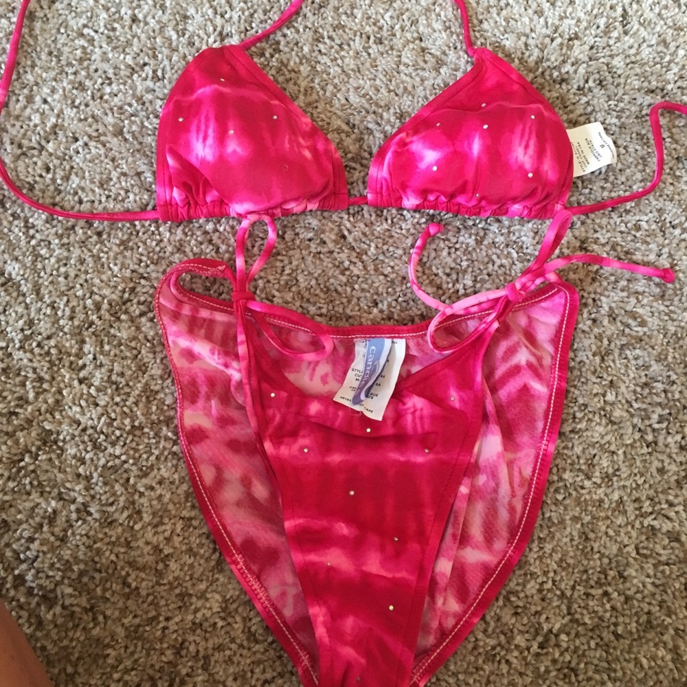 Candie's tie dye pink high leg bikini