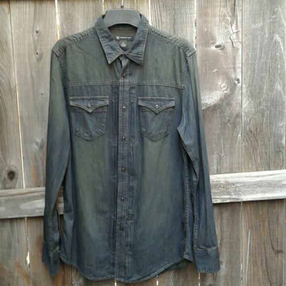 I.N.C. INTERNATIONAL CONCEPTS Other - I.N.C. MEN'S WESTERN DISTRESSED DENIM SHIRT